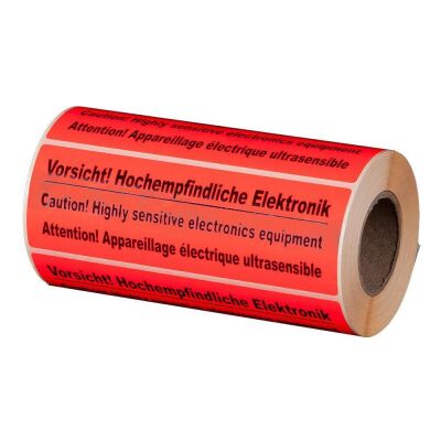 Hinweis-Etikettenrollen Vorsicht hochempfindliche Elektronik!