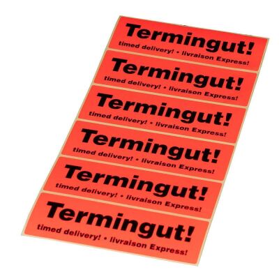 Hinweis-Etikettenrollen Termingut!