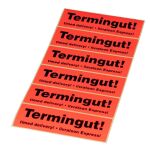 Hinweis-Etikettenrollen Termingut!
