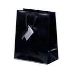 Präsent-Tragetasche mit Kordel und Karte 180x100x227mm Schwarz