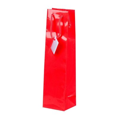 Präsent-Tragetasche mit Kordel und Karte 98x89x380mm Rot