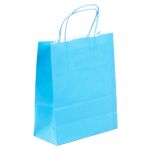 Papiertragetaschen farbig 180x80x220mm Blau/Türkis