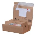 Pack-Box mit Haftklebung und Aufreißfaden A5+ Braun