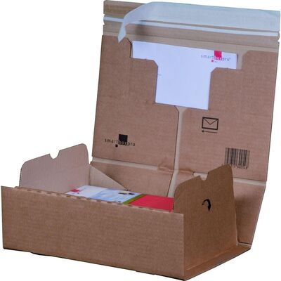 Pack-Box mit Haftklebung und Aufreißfaden A4 Braun