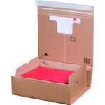 Pack-Box mit Haftklebung und Aufreißfaden A4+ Braun