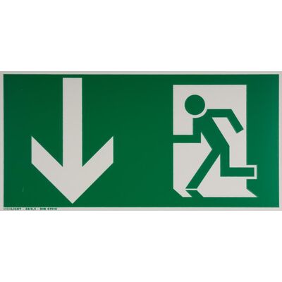Rettungsschild Rettungsweg nach unten Folie selbstklebend