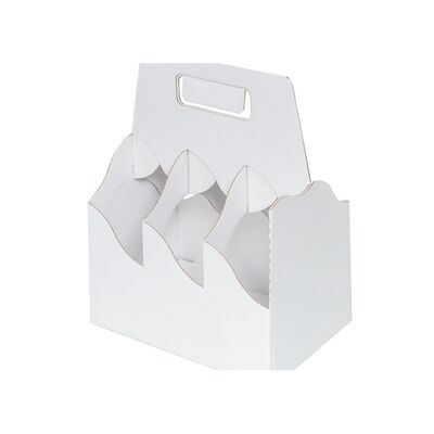 Flaschen- und Biertragerl aus Wellpappe 225x150x280 mm weiß